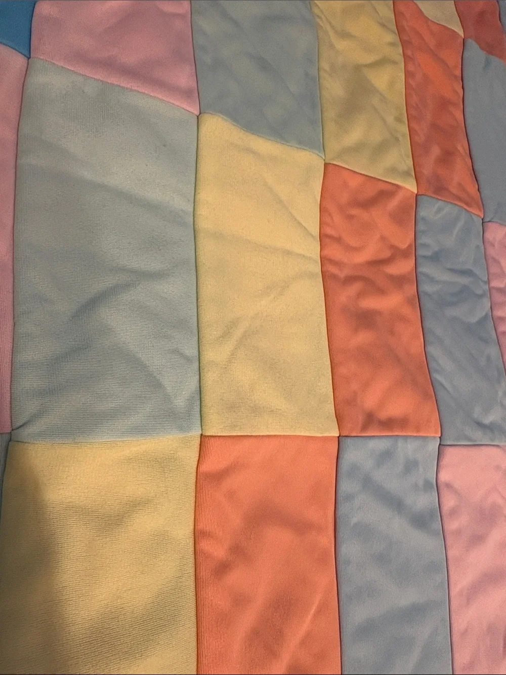 Vintage Handmade Pastel Patchwork Quilt